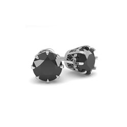 2.0 ctw Black Diamond Stud Solitaire Earrings 18K White Gold