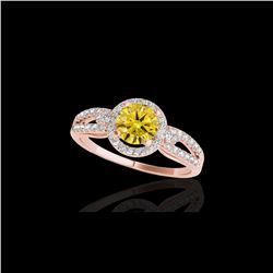 1.25 ctw Certified SI/I Fancy Intense Yellow Diamond Ring 10K Rose Gold