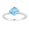 Image 1 : Sterling Silver Round Lab-Created Blue Topaz Solitaire Ring 1.00 Cttw