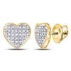 Image 1 : 10kt Yellow Gold Round Diamond Heart Cluster Earrings 1/6 Cttw