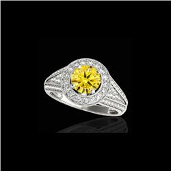 2.17 ctw Certified SI/I Fancy Intense Yellow Diamond Ring 10K White Gold
