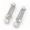 Image 1 : 5.76 ctw Diamond Designer Pearl Earrings 18K White Gold