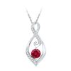 Image 1 : Sterling Silver Round Lab-Created Ruby Diamond Infinity Pendant 3/4 Cttw