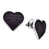 Image 1 : Sterling Silver Black Color Enhanced Diamond Heart Cluster Screwback Stud Earrings 1/4 Cttw