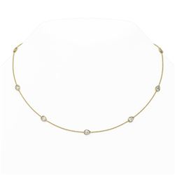 4.5 ctw Pear Cut Diamond Station Necklace 18K Yellow Gold