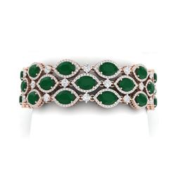 47.84 ctw Emerald & VS Diamond Bracelet 18K Rose Gold