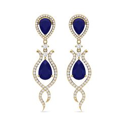 16.57 ctw Sapphire & VS Diamond Earrings 18K Yellow Gold