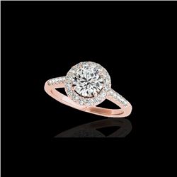 1.5 ctw Certified Diamond Solitaire Halo Ring 10K Rose Gold