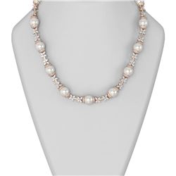 29 ctw Diamond and Pearl Necklace 18K Rose Gold