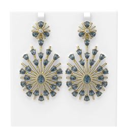 29.35 ctw Blue Topaz & Diamond Earrings 18K Yellow Gold