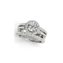 1.58 ctw Certified VS/SI Diamond 2pc Wedding Set Halo 14K White Gold