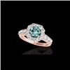 Image 1 : 2.9 ctw SI Certified Fancy Blue Diamond Solitaire Halo Ring 10K Rose Gold