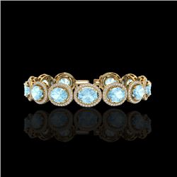 23 ctw Aquamarine & Micro Pave VS/SI Diamond Bracelet 10K Yellow Gold