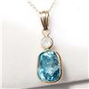Image 1 : 28) 10K YELLOW GOLD BLUE ZIRCON & DIAMOND PENDANT
