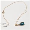 Image 3 : 28) 10K YELLOW GOLD BLUE ZIRCON & DIAMOND PENDANT