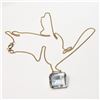 Image 3 : 24) 10K YELLOW GOLD AQUAMARINE PENDANT NECKLACE,
