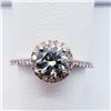 Image 1 : 1) 14K ROSE GOLD HALO DIAMOND RING,