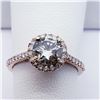 Image 2 : 1) 14K ROSE GOLD HALO DIAMOND RING,