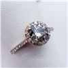 Image 3 : 1) 14K ROSE GOLD HALO DIAMOND RING,