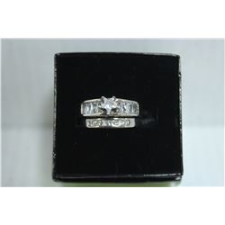STERLING SILVER CZ ENGAGEMENT SET - SIZE 6