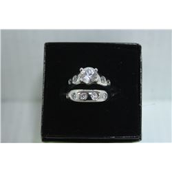 STERLING SILVER CZ ENGAGEMENT SET - SIZE 8