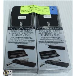 2 PAIR OF FOSTER GRANT +2.0 FOLD FLAT READER