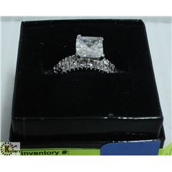 STERLING SILVER CZ ENGAGEMENT SET - SIZE 8