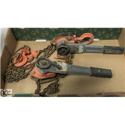 FLAT WITH SET OF TWO 1/2 TON CHAIN LEVER
