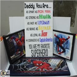 BOX W/3 SPIDERMAN CANVAS PICTURES