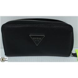 BLACK LEATHER GUESS WALLET - GENERAL,