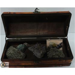 DECORATIVE WOOD BOX W/ROCK