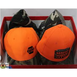 BOX WITH 6 NEW CAMO & CAMO/HI-VIZ HATS -