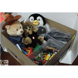BOX W/TOY TRAIN SET & PLUSH TOYS INCL.