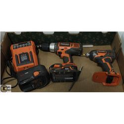 FLAT WITH RIDGID 18V HYPERLI DRILL AND