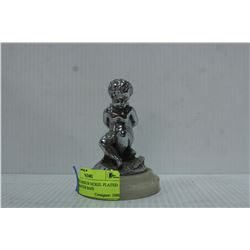 ANTIQUE CHERUB NICKEL PLATED ON ALABASTER BASE