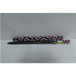 VINTAGE KNIFE WITH HAND BEADED SHEATH