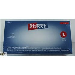 BOX OF DISTECH VINYL MEDICAL EXAMINATION GLOVES SZ