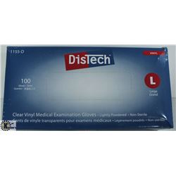 BOX OF DISTECH VINYL MEDICAL EXAMINATION GLOVES SZ