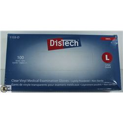 BOX OF DISTECH VINYL MEDICAL EXAMINATION GLOVES SZ