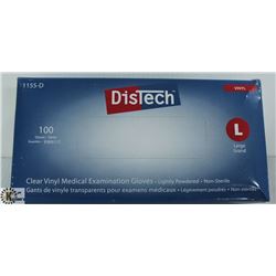 BOX OF DISTECH VINYL MEDICAL EXAMINATION GLOVES SZ