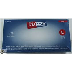 BOX OF DISTECH VINYL MEDICAL EXAMINATION GLOVES