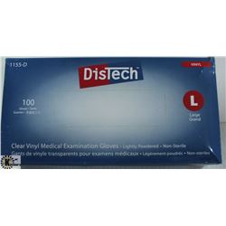 BOX OF DISTECH VINYL MEDICAL EXAMINATION GLOVES