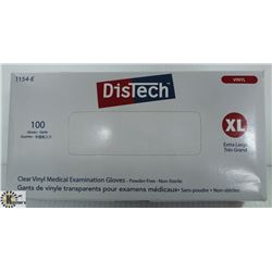 BOX OF DISTECH VINYL MEDICAL EXAMINATION GLOVES SZ