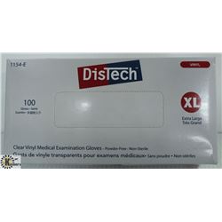 BOX OF DISTECH VINYL MEDICAL EXAMINATION GLOVES SZ