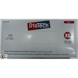 BOX OF DISTECH VINYL MEDICAL EXAMINATION GLOVES SZ