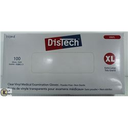 BOX OF DISTECH VINYL MEDICAL EXAMINATION GLOVES SZ