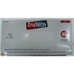 BOX OF DISTECH VINYL MEDICAL EXAMINATION GLOVES SZ
