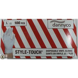 BOX OF DANNYCO STYLE-TOUCH VINYL GLOVES SZ LARGE