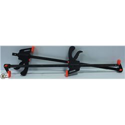 LOT OF 2 BLK / ORANGE FURNITURE CLAMPS