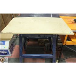 WOOD AND METAL PORTABLE WORK TABLE 38 X 24 X 37"